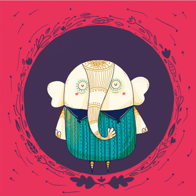 

Circle Elephant Red Fine Art Print(24 inch X 24 inch, Rolled)