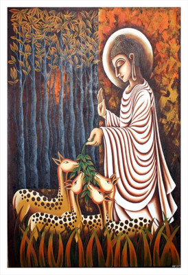 

REGENT Buddha With Animal Poster Paper Print(19 inch X 13 inch)