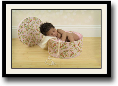 

Baby sleeping in pink box Fine Art Print(10 inch X 14 inch, Framed)