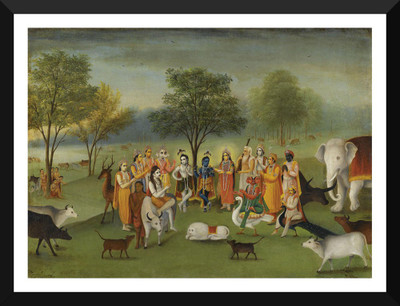 

Tallenge - Krishna and Balaram with other Gods - Medium Size Ready-to-hang Framed Art Print On - Medium Size Framed Art Print On Photographic Paper(13 inch X 18 inch, Framed)