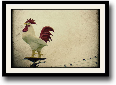 

Vintage white rooster photography Fine Art Print(10 inch X 14 inch, Framed)