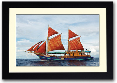 

Boat With Orange Sails Fine Art Print(14 inch X 20 inch, Framed)