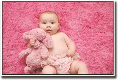 

Baby with a pink bunny Fine Art Print(12 inch X 18 inch, Rolled)