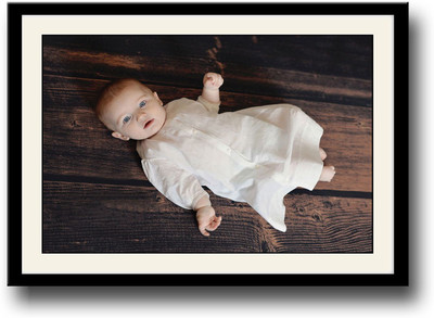

Cute baby on wooden floor Fine Art Print(10 inch X 14 inch, Framed)