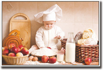 

Baby chef with flour Fine Art Print(12 inch X 18 inch, Rolled)