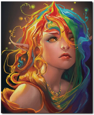 75% OFF on Stybuzz Enchanting Girl Painting Frameless Canvas Art(22 inch X 18 inch)