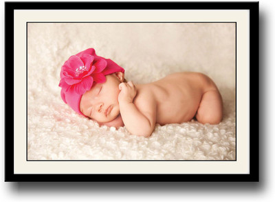 

Baby with a pink rose hat Fine Art Print(10 inch X 14 inch, Framed)