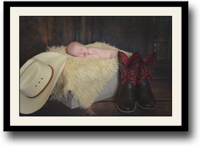 

Adorable newborn baby with boots Fine Art Print(10 inch X 14 inch, Framed)