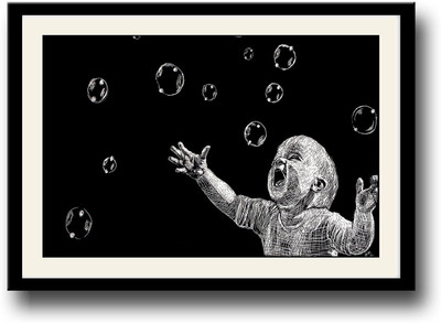

Baby playing with bubbles Fine Art Print(10 inch X 14 inch, Framed)