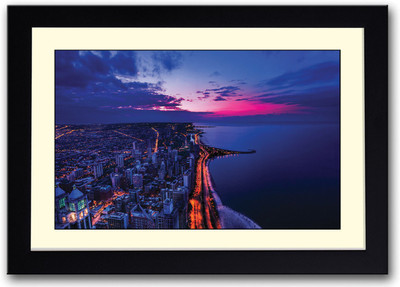

City View in Evening Fine Art Print(14 inch X 20 inch, Framed)