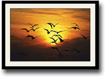 Bird Flock Fine Art Print(10 inch X 14 inch, Framed)