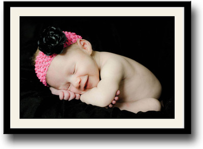 

Baby smiling with pink and black band Fine Art Print(10 inch X 14 inch, Framed)