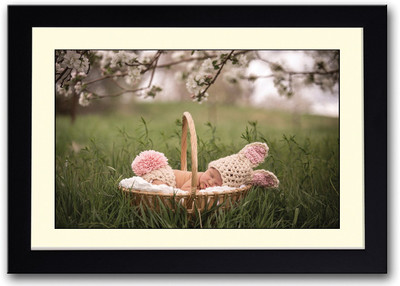 

Cute Baby In Bucket In Garden Fine Art Print(14 inch X 20 inch, Framed)