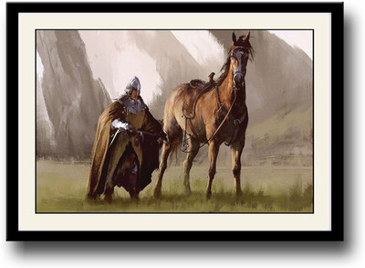 

Knight with horse artistic Fine Art Print(10 inch X 14 inch, Framed)