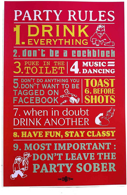 

THE CRAZY ME PARTY RULES POSTER Paper Print(18 inch X 12 inch)