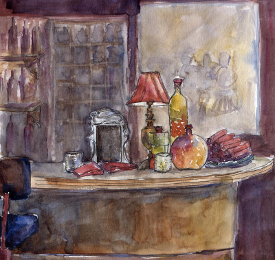 

The Still-Life Bar In Watercolors - Medium Size Ready To Frame Rolled Digital Art Print On Photographic Paper(18 inch X 18 inch, Rolled)