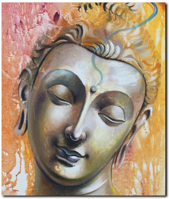 69 Off On Stybuzz Serene Buddha Metallic Face Frameless Canvas Art 22 Inch X 18 Inch On Flipkart Paisawapas Com