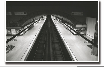 Posterhouzz Train station black and white Fine Art Print(12 inch X 18 inch, Rolled)