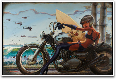 Girl On Bike Artistic Photographic Paper(12 inch X 18 inch)