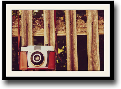 

Vintage camera on fence Fine Art Print(10 inch X 14 inch, Framed)