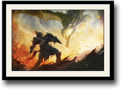 

The Elder scrolls Dragon Warrior Fine Art Print(10 inch X 14 inch, Framed)