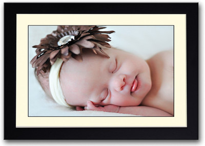 

Cute Baby With Brown Bow Fine Art Print(14 inch X 20 inch, Framed)