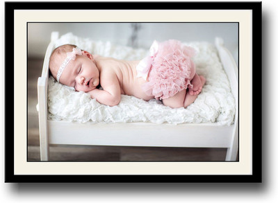 

Baby sleeping on small bed Fine Art Print(10 inch X 14 inch, Framed)