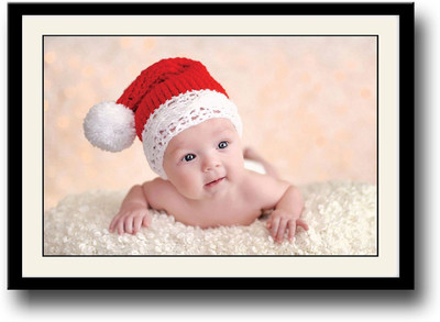 

Amazingly cute baby with Santa hat Fine Art Print(10 inch X 14 inch, Framed)