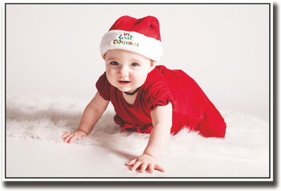 

Baby with Christmas cap Fine Art Print(12 inch X 18 inch, Rolled)