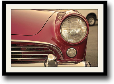 

Vintage car in red colour Fine Art Print(10 inch X 14 inch, Framed)