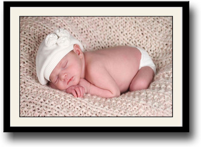 

New born baby with white hat Fine Art Print(10 inch X 14 inch, Framed)