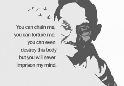 Posterhouzz Gandhiji - You can Chain Me Fine Art Print(18 inch X 12 inch, Rolled)