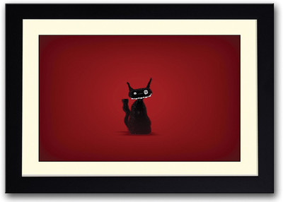 

Black Cartoon Cat Fine Art Print(14 inch X 20 inch, Framed)