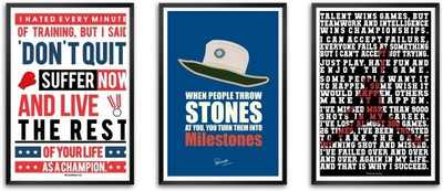 

Set of Three Sport Motivational Quotes Framed Poster Paper Print(16.5 inch X 11.5 inch, Framed)