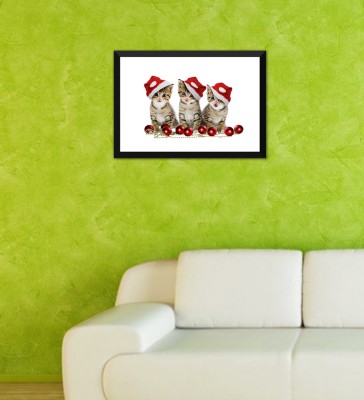 

Tallenge - Christmas Art - Cute Kittens - Ready To Hang Framed A3 Size Poster Paper Print(17 inch X 12 inch, Framed)