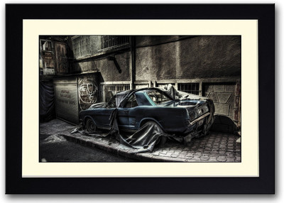 

Vintage Car Covered and Parked Fine Art Print(14 inch X 20 inch, Framed)
