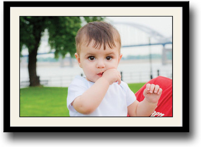 

Cute baby in white Fine Art Print(10 inch X 14 inch, Framed)
