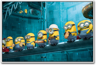 

Minions Eating Paper Print(12 inch X 18 inch)