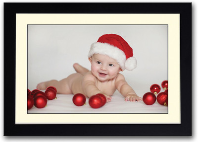 

Cute Baby With Christmas Balls Fine Art Print(14 inch X 20 inch, Framed)