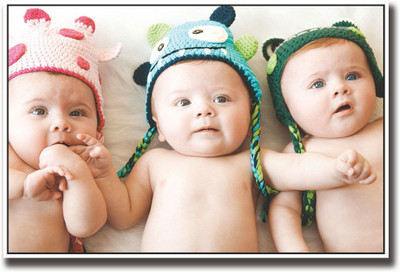 

Three cute babies with hats Fine Art Print(12 inch X 18 inch, Rolled)