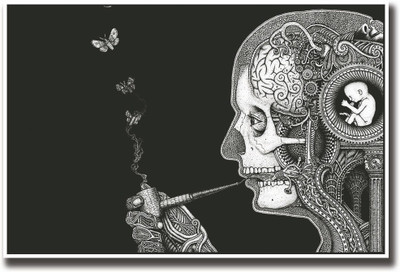 

Face smoking butterflies Fine Art Print(12 inch X 18 inch, Rolled)