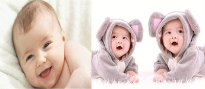 

Cute Baby Poster Smiling New Born Infant Child love Wall Décor 2 Pcs Combo Photographic Paper(12 inch X 18 inch)