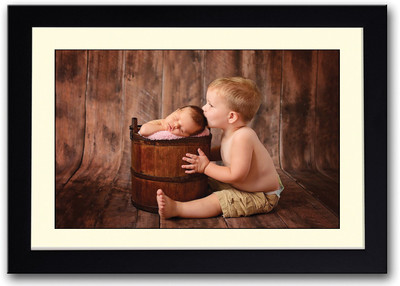 

Boy Kissing Cute Newborn Baby Fine Art Print(14 inch X 20 inch, Framed)