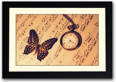 

Butterfly and Clock Fine Art Print(14 inch X 20 inch, Framed)