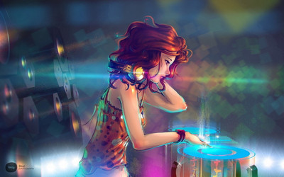 

MUSIC WALLPAPER ON FINE ART PAPER RED HEAD DJ GIRL HD Fine Art Print(19 inch X 13 inch, Rolled)