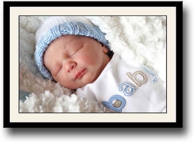 

Cute newborn with blue cap Fine Art Print(10 inch X 14 inch, Framed)