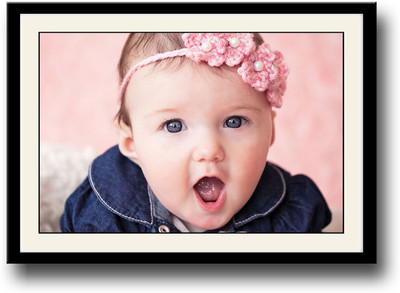 

Cute Newborn girl with pink bow Fine Art Print(10 inch X 14 inch, Framed)