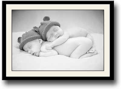 

Two super cute babies b&w Fine Art Print(10 inch X 14 inch, Framed)