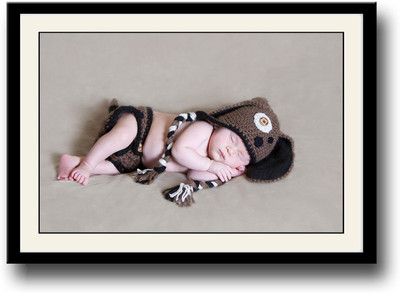 

Baby looking cute in a brown dress Fine Art Print(10 inch X 14 inch, Framed)