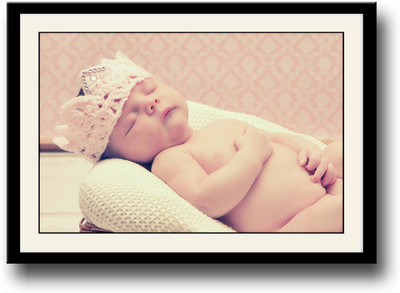 Baby sleeping with a cute crown Fine Art Print(10 inch X 14 inch, Framed)